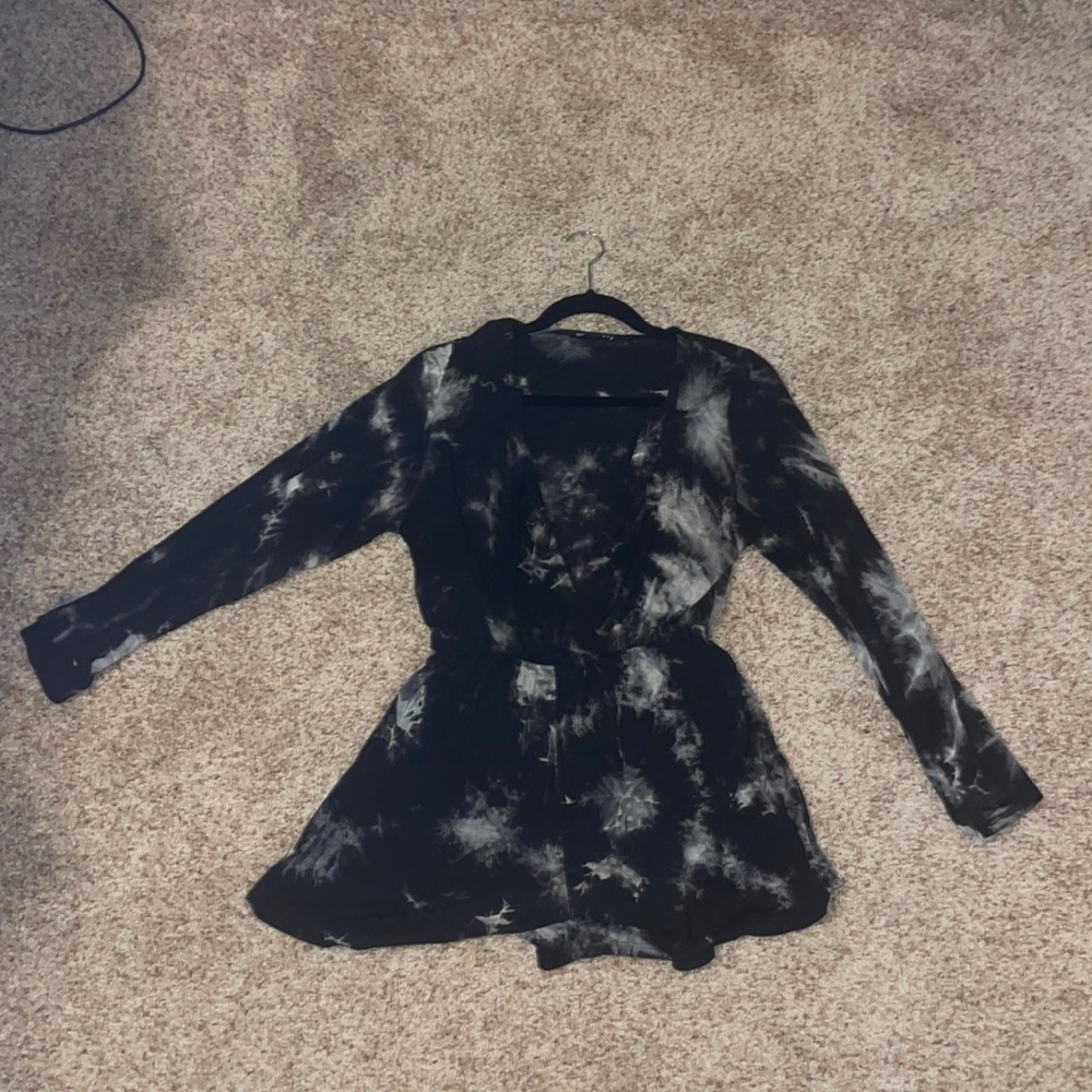 Black and White Tie Dye Romper
